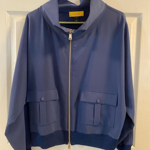 St.John cowl neck double zipper jacket - Picture 2 of 4